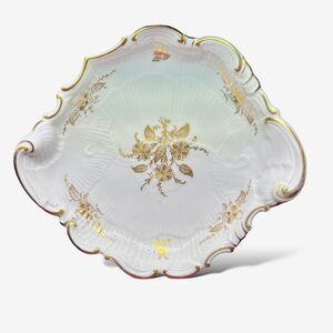 Richard Ginori Firenze white gold trim candy dish embossed scroll detail